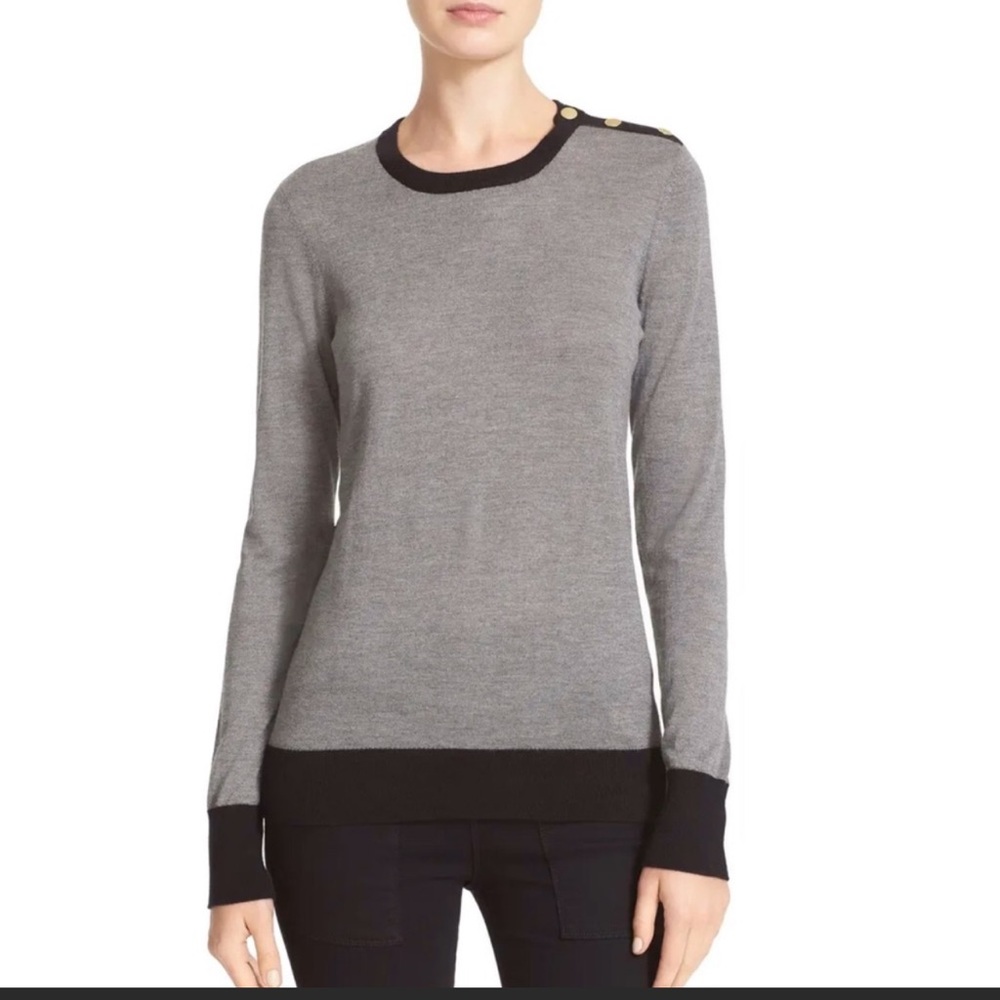 Equipment Femme Gray Ondine Shoulder Button Sweater